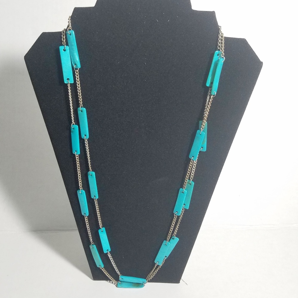 Blue Necklace with Long Chain